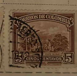 Corrios de Colombia 5 Cincocentavos Cafe Suave Stamp