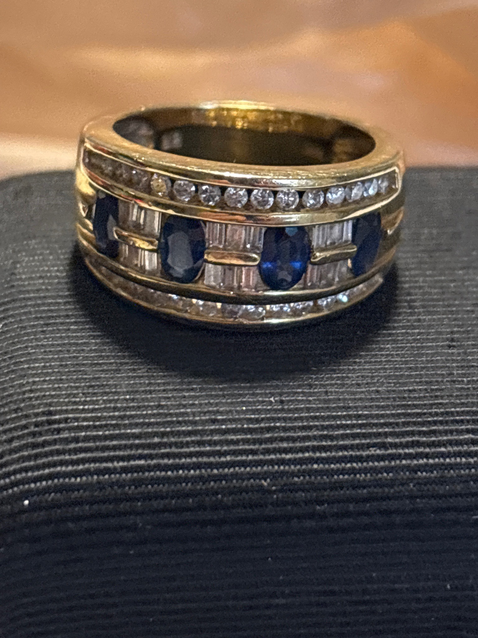 Submitted photo of Multi-stone diamond and sapphire band ring