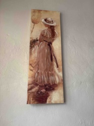 Vintage-Style Woman and Doves Wall Art on Wood Panel