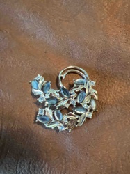 Vintage Silver-Tone Brooch with Blue Marquise and Round Rhinestones
