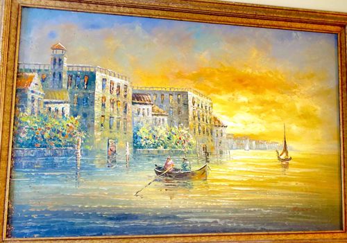 Venetian Canal Scene Oil Painting