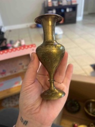 Etched Brass Bud Vase