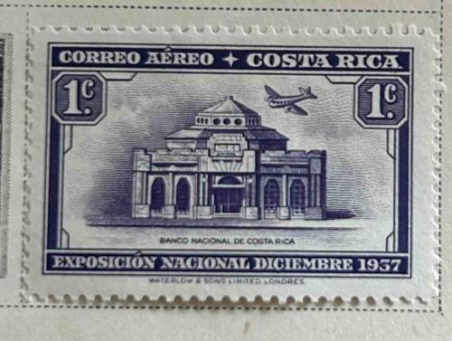 Costa Rican 10c Airmail Stamp, 1937 National Exposition Issue