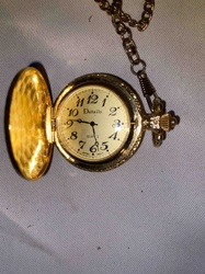 Details Brand Gold-Toned Quartz Hunter Case Pocket Watch with Chain