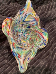 Murano-Style Multi-Color Art Glass Dish/Bowl