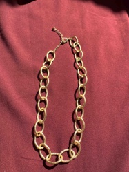 Gold-Tone Textured Oval Link Necklace