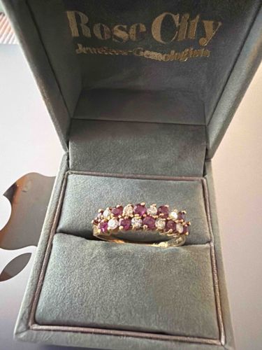 Two-Row Ruby and Diamond Band Ring