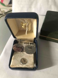 Personalized 'S' Initial Cufflink and Stud Set in Box