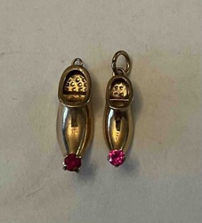 18k Gold Tsouchari Shoe Charms with Gemstones