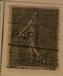 French 'Semeuse' Postage Stamp, 15 Centimes
