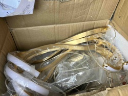 Disassembled Modern Chandelier (Gold-tone with White Diffusers)