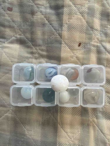 Assorted Vintage Glass Marbles in Storage Case