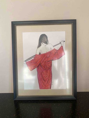 Framed 'Warrior Woman' Drawing by Eris Newson