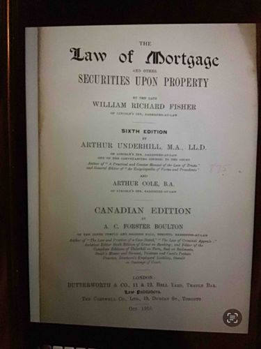 The Law of Mortgage and other Securities Upon Property, Canadian Edition