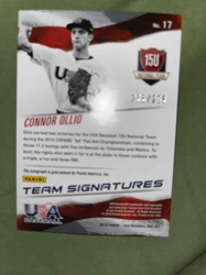 2015 Panini USA Baseball Team Signatures Connor Ollio #17 /299
