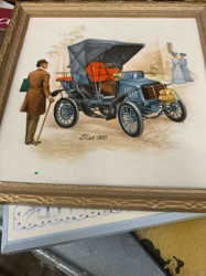 Framed Decorative Tile: Fiat 1901 Automobile