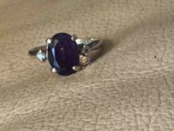 14K Gold Oval Sapphire and Diamond Accent Ring