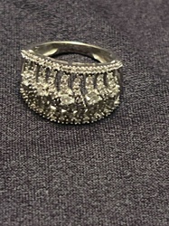 14k White Gold and Diamond Cluster Ring