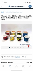Vintage 1994 OZ Marvel Comic Graphic Print Coffee Mugs in Boxes - Spider, Thor, Hulk