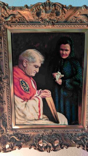 Framed Religious Themed Oil Painting