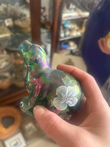 Iridescent Animal Figurine with Floral Motif (Alaskan Theme)