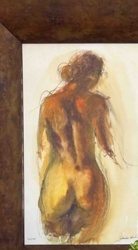 Framed Mixed Media Nude Study, Rear View