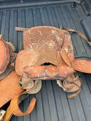 Vintage Western Tooled Leather Saddle