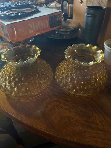 Vintage Amber Hobnail Glass Chimney Lamp Shades