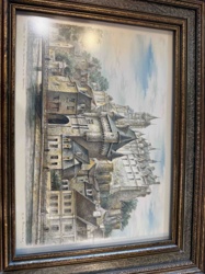 Framed Hand-Colored Engraving 'Chateau de Vitré' by F.A. Bonnefoy