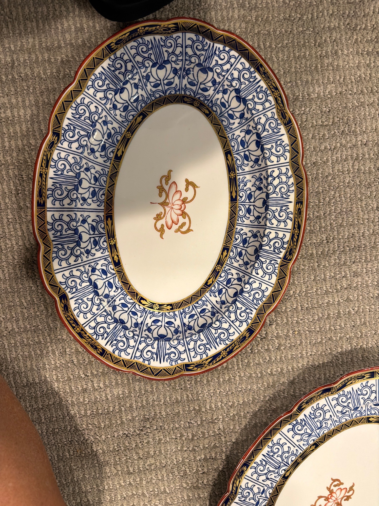 Submitted photo of Porcelain serving platter, attributed to Royal Crown Derby (not authenticated)