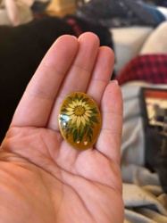 Vintage Hand-Painted Sunflower Brooch