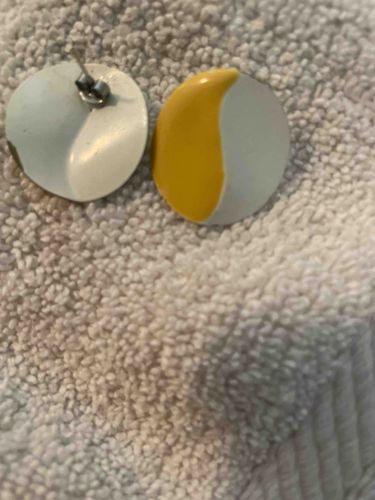 Two-Tone Enamel Half-Moon Stud Earrings