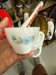 Anchor Hocking Fire-King "Forget Me Not" Milk Glass Teacup