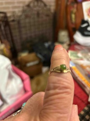 Vintage Gold Tone Ring with Green Cabochon