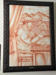 Figural Study in Sanguine Monochrome (style of Botero)