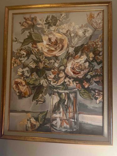 Framed Impressionistic Floral Still Life Painting