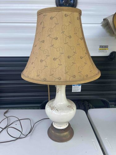 Vintage Ceramic Table Lamp with Fabric Shade