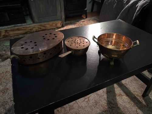 Vintage Copper and Brass Kitchenware Trio