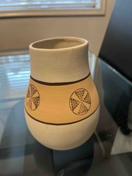 Handcrafted Earthenware Vase with Swirl Motifs