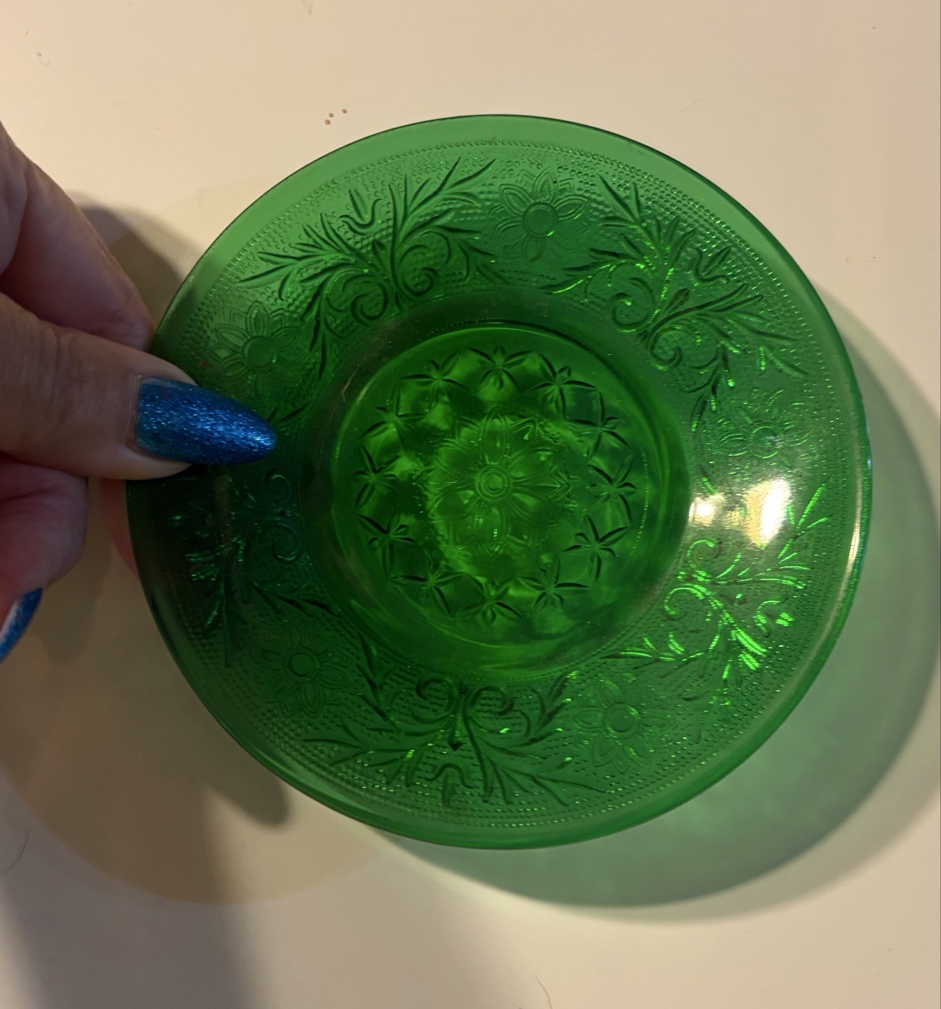 Submitted photo of Green glass depression plate