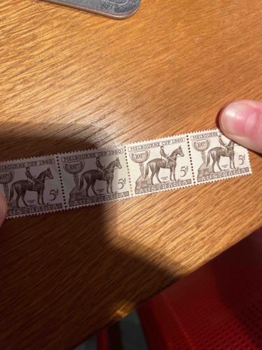 Australia 1960 Melbourne Cup Centenary 5d Postage Stamps Strip