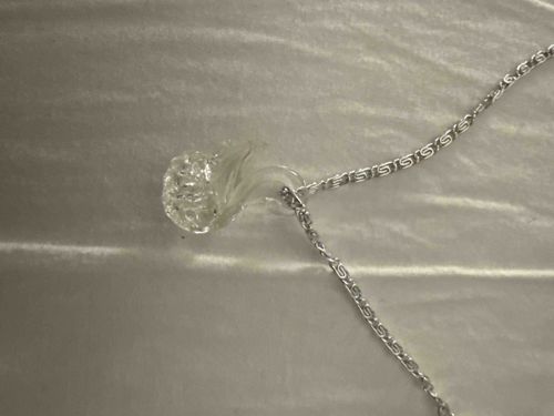 Clear Glass Pendant with Silver-Tone Chain