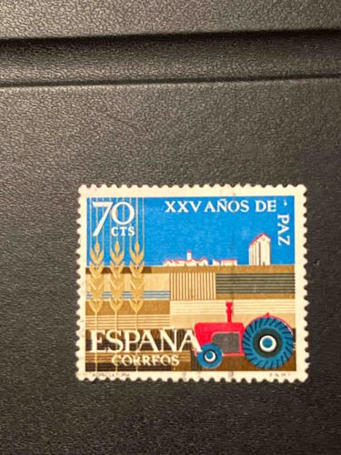 1964 Spain 70 Cents Postage Stamp - 25 years of Peace (Agriculture)