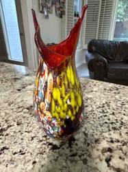 Murano Glass Art Vase with Millefiori and Aventurine