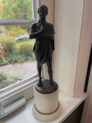 Classical Style Male Figure Bronze Sculpture on Marble Base