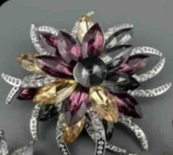Multi-Color Rhinestone Flower Brooch