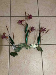 Floral Metal Wall Sculpture with Irises and Cattails
