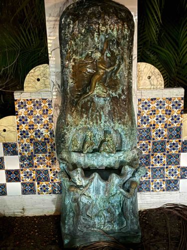 Figural Bronze or Cast Metal Fountain with Shell Basin