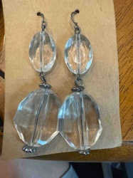 Clear Faceted Glass Bead Dangle Earrings