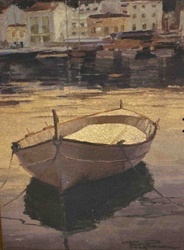 Painting of a Boat in a Harbor